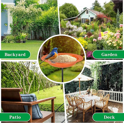 Metal Bird Bath Stand for Outdoors Garden, Bird Baths Birdbaths Bowl with Stake, Hand-Hammered Standing Birdbath, 5-Prong Base (Standing Bird Bath)