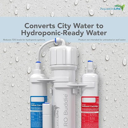 Aquatic Life RO Buddie 3-Stage Hydroponic Reverse Osmosis Water Filter System RO Filtration Unit, 75 GPD