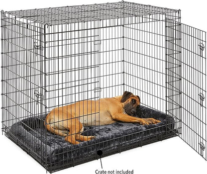 MidWest Homes for Pets QuietTime Giant Dog Bed – Gray Faux Fur Bolster, Ultra-Soft and Machine Washable, Fits 54-Inch Crates and Carriers, for XXL Breed Dogs
