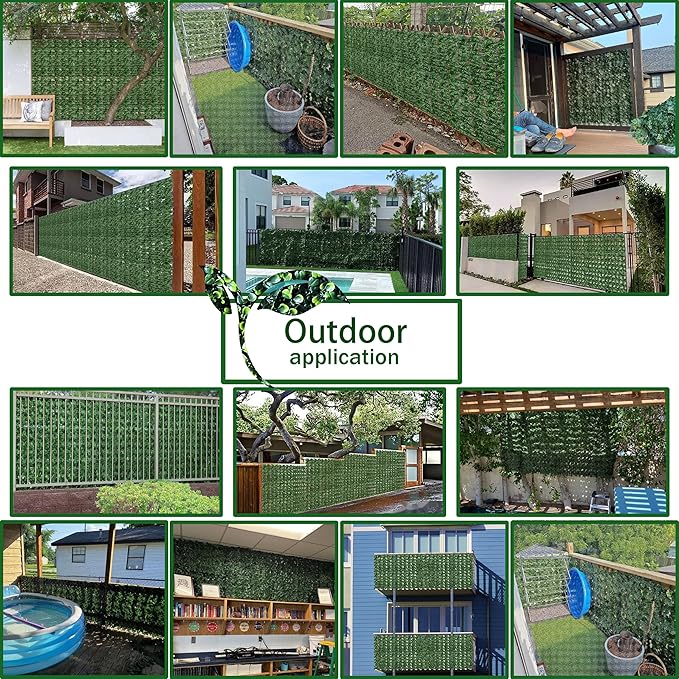 Artificial Ivy Privacy Fence Wall Screen,40X160 in UV-Anti Faux Greenery Backdrop Ivy Vine Leaf Hedges Fence Panels for Patio, Balcony, Garden, Backyard Indoor Outdoor Green Wall Decor