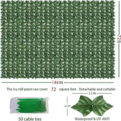 Artificial Ivy Privacy Fence Wall Screen: 72 x144 in UV-Anti Faux Greenery Backdrop Ivy Vine Leaf Hedges Fence Panels for Patio, Balcony, Garden, Backyard Indoor Outdoor Green Wall Decor