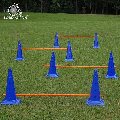 Dog Agility Hurdle Cone Set - Canine Training Set - Obedience, Rehabilitation - 16 Cones and 8 Rods