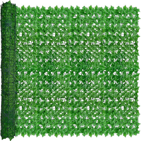 Artificial Ivy Privacy Fence Wall Screen: 72 X144 in UV-Anti Faux Greenery Backdrop Ivy Vine Leaf Hedges Fence Panels for Patio, Balcony, Garden, Backyard Indoor Outdoor Light Green Decor