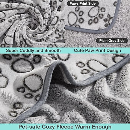 Stuffed® Premium Soft Dog Blanket Washable, 40"x32" Cat Blanket for Indoor Cats Large Medium Small Dog Puppy Essentials (Grey)