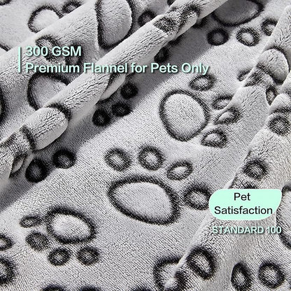 Stuffed Premium Soft Dog Blanket, with Flannel Grey Cute Paw Print, 43 * 66 inches, Self Warming Cat Blanket Puppy Supplies Dog Products Stuff Essentials