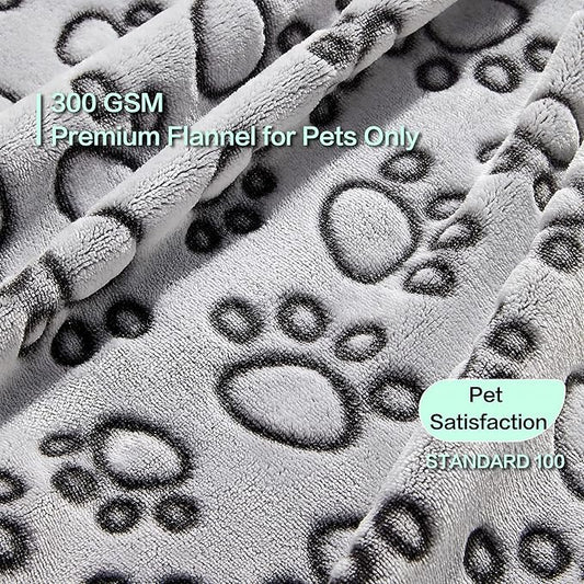 Stuffed Premium Soft Dog Blanket, with Flannel Grey Cute Paw Print, 43 * 66 inches, Self Warming Cat Blanket Puppy Supplies Dog Products Stuff Essentials