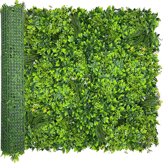 Artificial Plant Wall Roll: 40X120 in (33.5 sqft) UV-Anti Ivy Privacy Fence Screen Faux Greenery Panels Backdrop Boxwood Ivy Vine Leaf Hedge Fence for Indoor Outdoor Green Decor