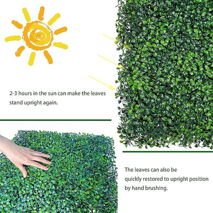 Artificial Boxwood Roll,48x120 in (40 sqft) UV-Anti Faux Ivy Boxwood Hedge Leaf Grass Wall for Patio Balcony Privacy, Garden, Backyard Greenery Wall Backdrop and Fence Decor
