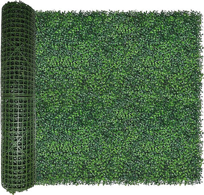 Artificial Boxwood Roll: 40x120 in (33.5 sqft) UV-Anti Faux Ivy Boxwood Hedge Leaf Grass Wall for Patio Balcony Privacy, Garden, Backyard Greenery Wall Backdrop and Fence Decor