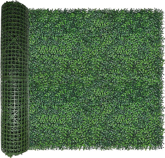 Artificial Boxwood Roll: 40x120 in (33.5 sqft) UV-Anti Faux Ivy Boxwood Hedge Leaf Grass Wall for Patio Balcony Privacy, Garden, Backyard Greenery Wall Backdrop and Fence Decor