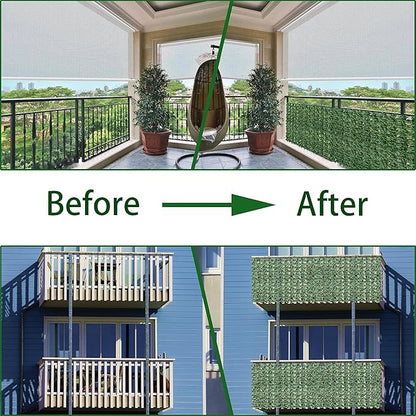 Artificial Fence Privacy Screen: 4FT x 20FT UV-Anti Faux Greenery Backdrop Ivy Chain Link Shades Panels for Patio, Balcony, Garden,Deck,Backyard Indoor Outdoor Green Wall Decor