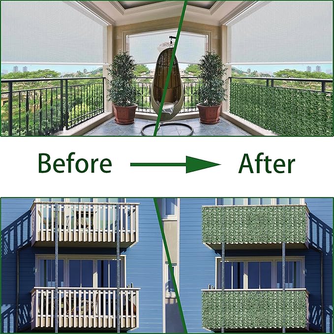 Artificial Ivy Privacy Fence Wall Screen: 72 x144 in UV-Anti Faux Greenery Backdrop Ivy Vine Leaf Hedges Fence Panels for Patio, Balcony, Garden, Backyard Indoor Outdoor Green Wall Decor