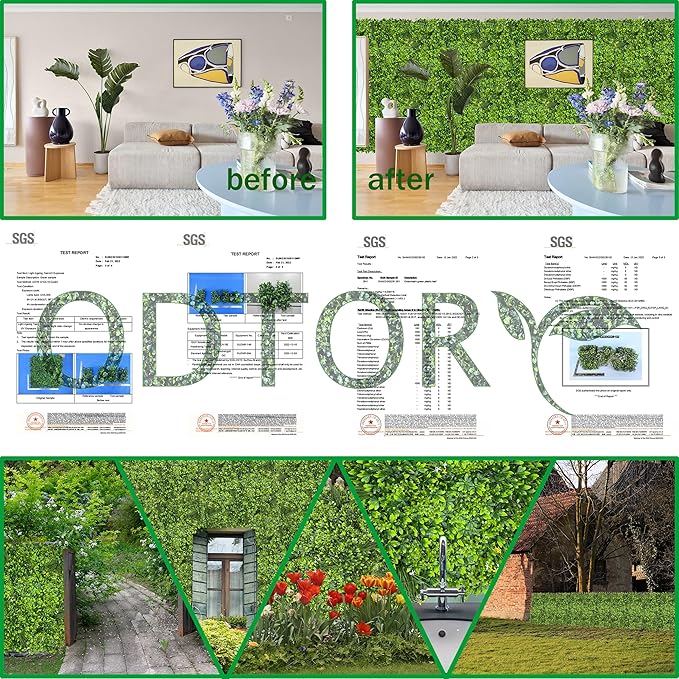 Artificial Plant Wall Roll: 40X120 in (33.5 sqft) UV-Anti Ivy Privacy Fence Screen Faux Greenery Panels Backdrop Boxwood Ivy Vine Leaf Hedge Fence for Indoor Outdoor Green Decor