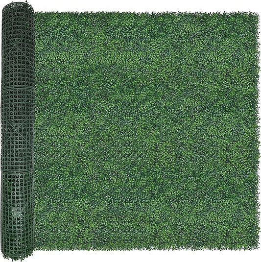 Artificial Boxwood Roll: 60 X 120 in (50 sqft) UV-Anti Faux Ivy Boxwood Hedge Leaf Grass Wall for Patio Balcony Privacy, Garden, Backyard Greenery Wall Backdrop and Fence Decor