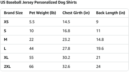 Custom Dog Baseball Jersey with Name Number Logo for Small Pet Dogs-Personalized Dog Shirts